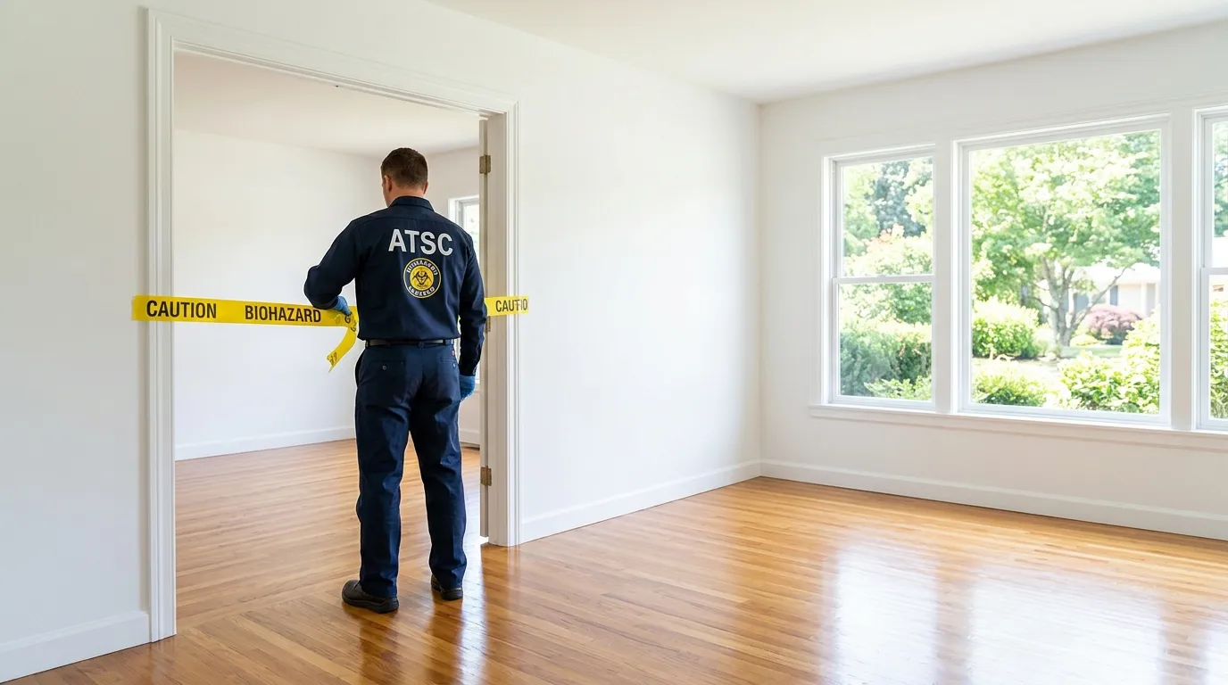 Certified biohazard cleanup crew performing Decomposition Cleanup in Marlin